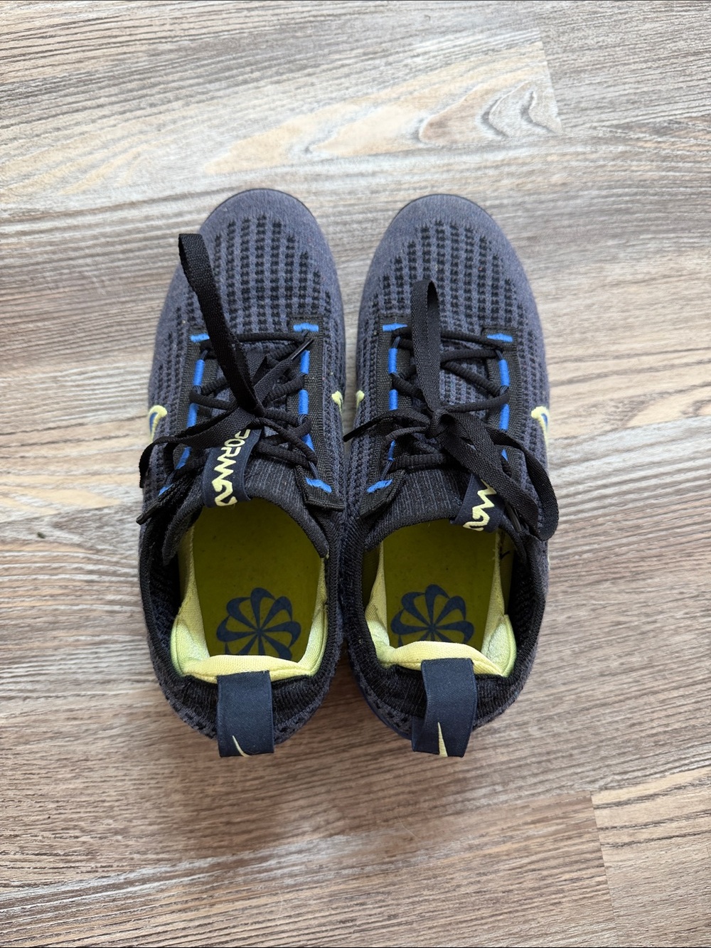 Nike Vapormax Kids Blue and Yellow Athletic Sneakers